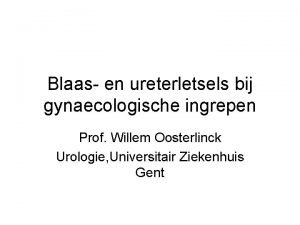 Blaas en ureterletsels bij gynaecologische ingrepen Prof Willem