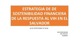 ESTRATEGIA DE DE SOSTENIBILIDAD FINANCIERA DE LA RESPUESTA
