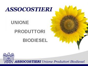 UNIONE PRODUTTORI BIODIESEL Sono considerati biocarburanti BIOETANOLO BIODIESEL