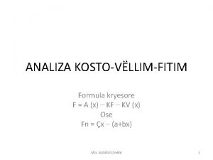 Analiza kosto vellim fitim