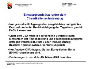 FeuerwehrKreisausbildung RheinlandPfalz Lehrgang CSAAGT Thema Einsatzgrundstze Stand 102004