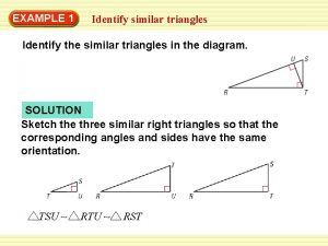 EXAMPLE 1 Identify similar triangles Identify the similar