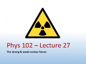 Phys 102 Lecture 27 The strong weak nuclear