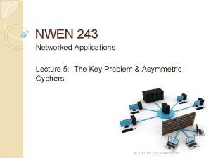 NWEN 243 Networked Applications Lecture 5 The Key