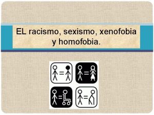 EL racismo sexismo xenofobia y homofobia El racismo