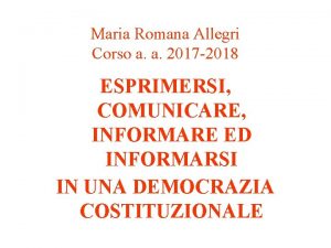 Maria Romana Allegri Corso a a 2017 2018