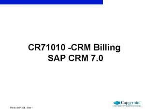 CR 71010 CRM Billing SAP CRM 7 0