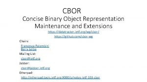Concise binary object representation