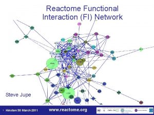 Reactome Functional Interaction FI Network Steve Jupe 1