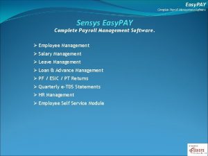 Sensys easy pay