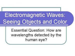 Electromagnetic waves seeing objects and color Electromagnetic waves seeing objects and color