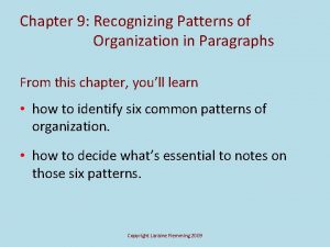 Patterns of organization paragraph examples
