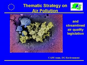 Thematic Strategy on Air Pollution and streamlined air