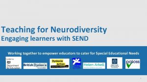 Teaching for Neurodiversity Engaging learners with SEND Working