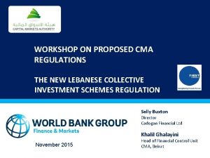 WORKSHOP ON PROPOSED CMA REGULATIONS THE NEW LEBANESE