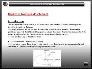 Repre et frontire disolement Introduction Lors dune tude