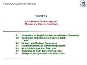 Nonlinear Neural Networks LAB CHAPTER 4 Applications of