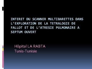 INTERET DU SCANNER MULTIBARETTES DANS LEXPLORATION DE LA