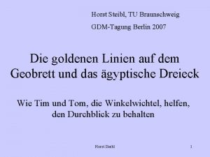 Horst Steibl TU Braunschweig GDMTagung Berlin 2007 Die