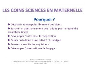 Coin sciences maternelle