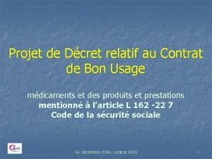 Projet de Dcret relatif au Contrat de Bon