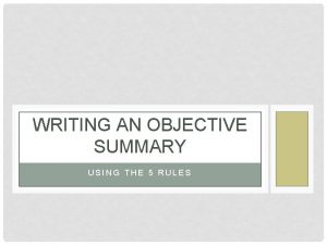 Summary writing rules