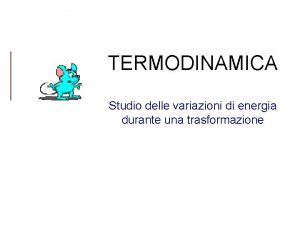 TERMODINAMICA Studio delle variazioni di energia durante una