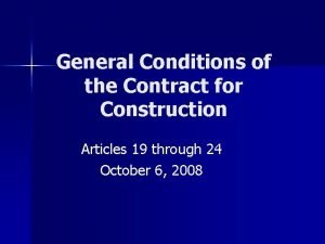 General Conditions of the Contract for Construction Articles