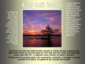 Las Mil Islas son una cadena de islotes