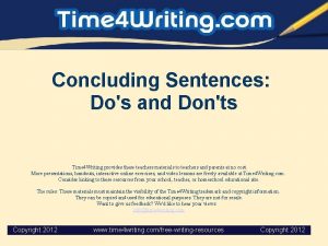 Concluding Sentences Dos and Donts Time 4 Writing