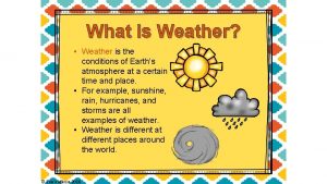 What is Weather Weather is the conditions of