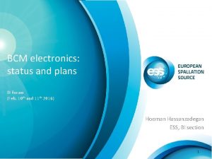 BCM electronics status and plans BI forum Feb