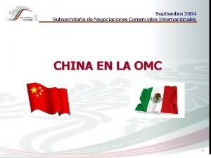 Septiembre 2004 Subsecretara de Negociaciones Comerciales Internacionales CHINA