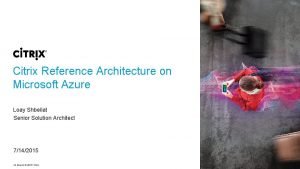 Citrix cloud azure reference architecture