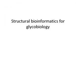 Structural bioinformatics for glycobiology Structural glycoinformatics approaches Structural