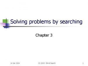 Solving problems by searching Chapter 3 14 Jan