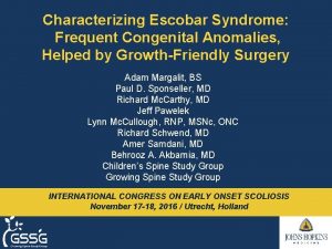 Characterizing Escobar Syndrome Frequent Congenital Anomalies Helped by