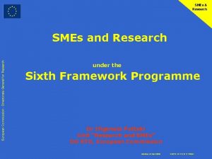 SMEs Research European Commission Directorate General for Research