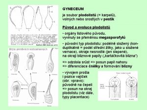 GYNECEUM je soubor plodolist karpel volnch nebo srostlch