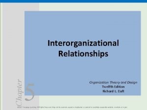 Chapter Interorganizational Relationships 5 Organization Theory and Design