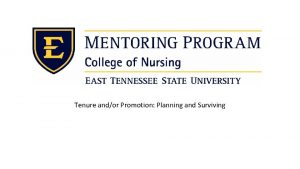 Tenure andor Promotion Planning and Surviving The learner