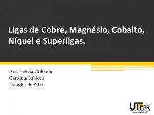 Ligas de Cobre Magnsio Cobalto Nquel e Superligas