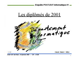 Enqute POSTDUT Informatique 01 Les diplms de 2001