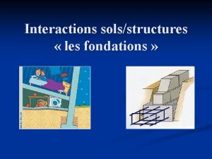 Interactions solsstructures les fondations Mise en situation Quelle