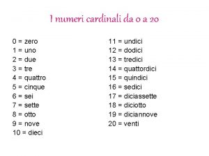 Numeri cardinali in inglese