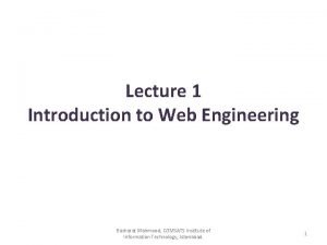 Introduction to web engineering Introduction to web engineering