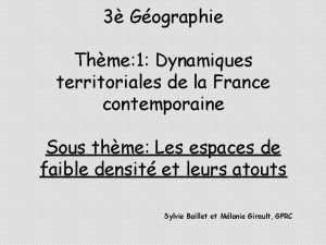 3 Gographie Thme 1 Dynamiques territoriales de la