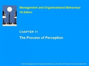 Management and Organisational Behaviour 7 th Edition CHAPTER