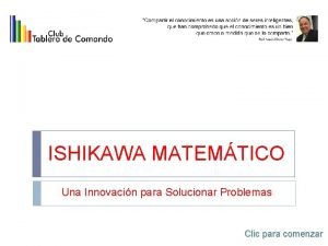 ISHIKAWA MATEMTICO Una Innovacin para Solucionar Problemas Clic