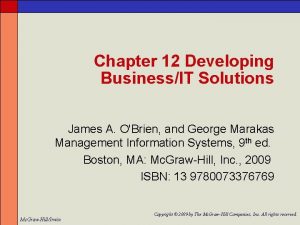 Chapter 12 Developing BusinessIT Solutions James A OBrien